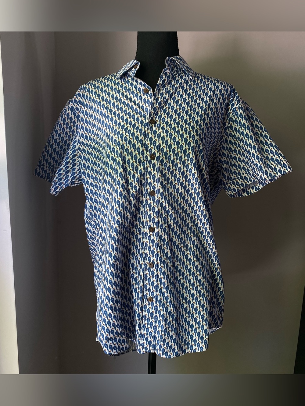 Rodd & Gunn medium blue Parrot button up cotton shirt sleeve shirt